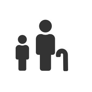 Icon representing a child and senior
