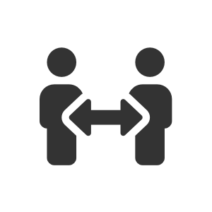 Icon representing two people with distance between them