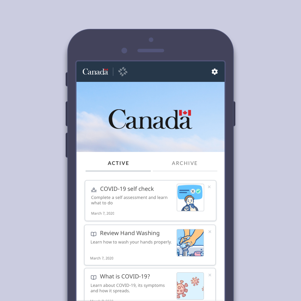 Phone mockup of Canada COVID-19 App