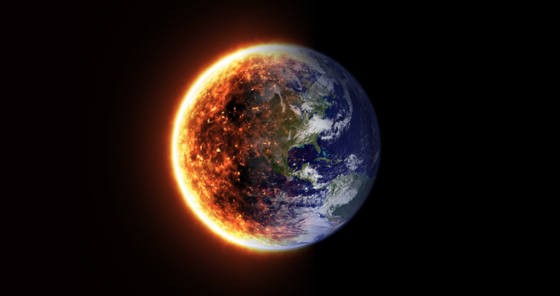 Earth's left side being burnt